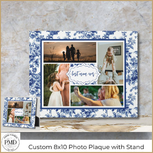 Foto Collage Beste Mama je Vintag Blue Toile Fotoplatte