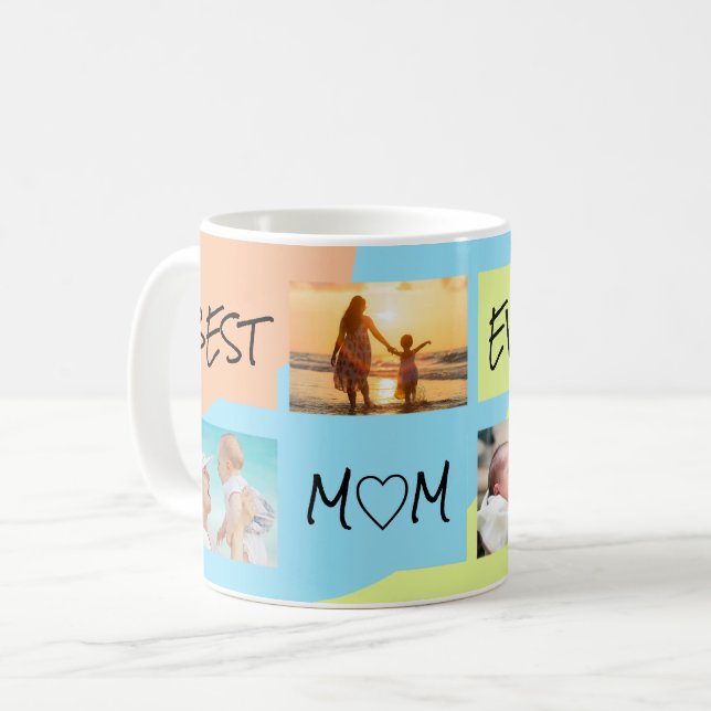Foto Collage Beste Mutter je Pastellfarbe Kaffeetasse (Vorderseite Links)