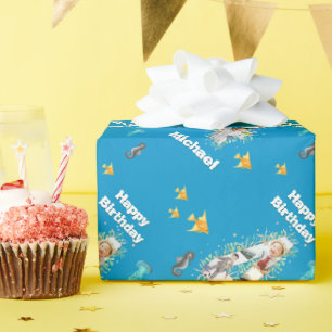 Foto Collage Big 4. Geburtstag unter dem Meer Geschenkpapier
