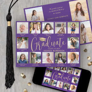 Foto-Collage & Bildunterschriften Lila & Gold Absc Ankündigung