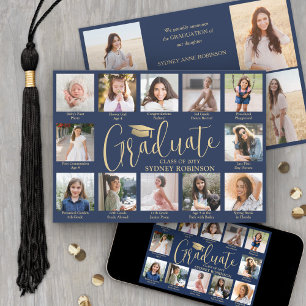 Foto-Collage & Bildunterschriften Navy Blau Gold A Ankündigung