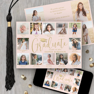 Foto-Collage & Bildunterschriften Roségold Abitur/ Ankündigung