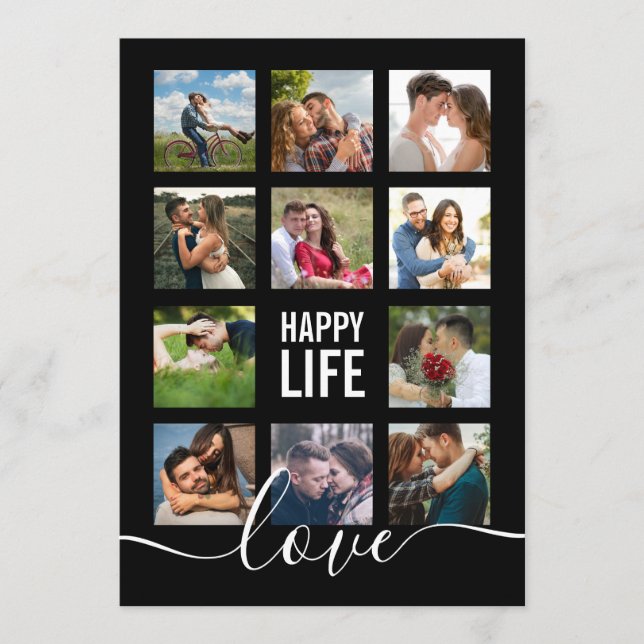 Foto Collage Black Wedding Program Programm (Vorderseite)