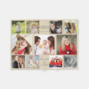 Foto Collage Blanket - JEDER Anlass - TEXT BEARBEI Fleecedecke