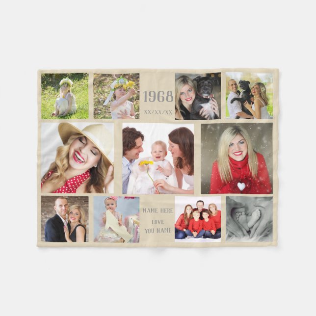 Foto Collage Blanket - JEDER Anlass - TEXT BEARBEI Fleecedecke (Vorderseite (Horizontal))