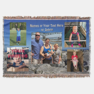 Foto Collage Blanket mit Ihren 5 Fotos und Text Decke