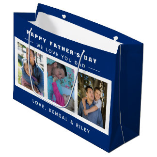 Foto Collage Blue Custom Day Große Geschenktüte