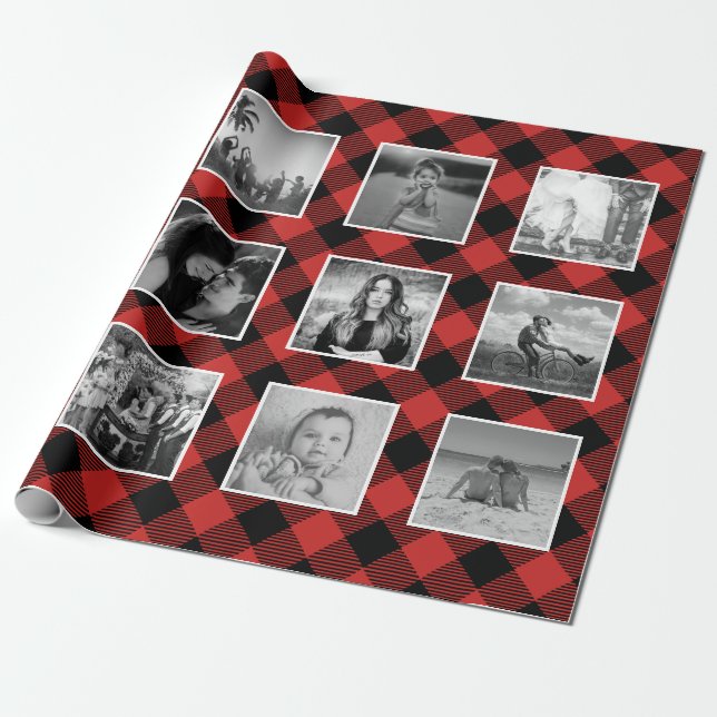Foto Collage Buffalo Kariert Lumberjack Red Geschenkpapier (Ungerollt)