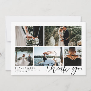 Foto Collage Calligraphy Wedding Vielen Dank Dankeskarte