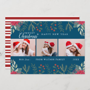 Foto Collage Card Red & White Candy Cane Holiday Feiertagskarte