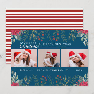 Foto Collage Card Rot & Weiß Candy Cane Holiday Feiertagskarte