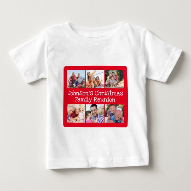 Foto Collage Christmas Family Wiedersehen Baby Baby T-shirt (Vorderseite)