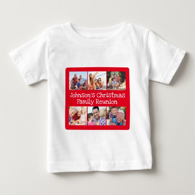 Foto Collage Christmas Family Wiedersehen Baby T-shirt (Vorderseite)