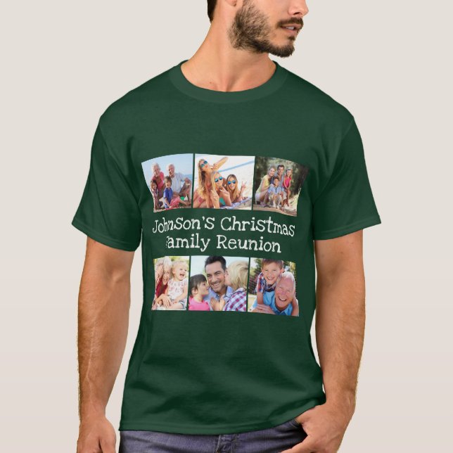 Foto Collage Christmas Family Wiedersehen personal T-Shirt (Vorderseite)