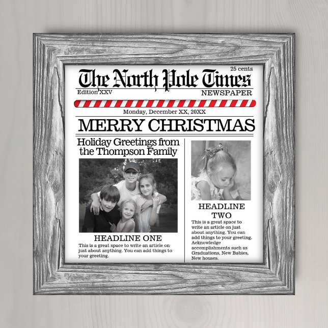 Foto Collage Christmas Zeitung Whimsical Poster (Christmas whimsical newspaper typography photo poster. )