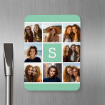 Foto Collage Custom Monogram Minze Green Magnet<br><div class="desc">Für dieses Design können Sie Instagram-Fotos verwenden. Verwenden Sie 8 quadratische Foto,  um ein einzigartiges und persönliches Geschenk zu kreieren. Oder man behalte den Hipster Welpe und macht einen trendigen Sake. Wenn Sie die Bilder anpassen müssen,  klicken Sie auf das Werkzeug anpassen,  um Änderungen vorzunehmen.</div>