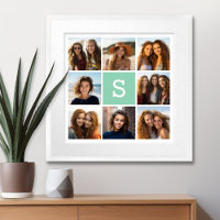 Foto Collage Custom Monogram Minze Green