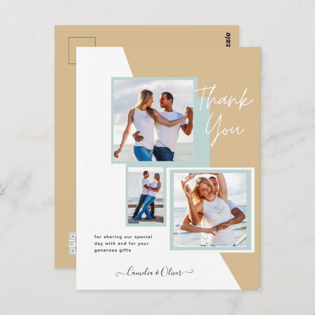 Foto Collage DANK IHNEN Hochzeit/Baby/Graduate/JA Postkarte (Vorne/Hinten)