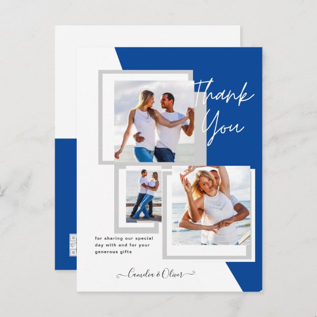 Foto Collage DANK IHNEN Hochzeit/Baby/Graduate/JA Postkarte (Vorne/Hinten)