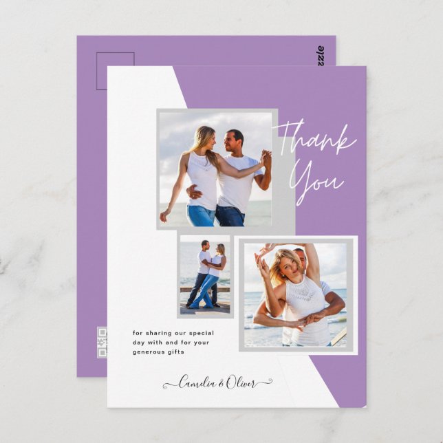 Foto Collage DANK IHNEN Hochzeit/Baby/Graduate/JA Postkarte (Vorne/Hinten)