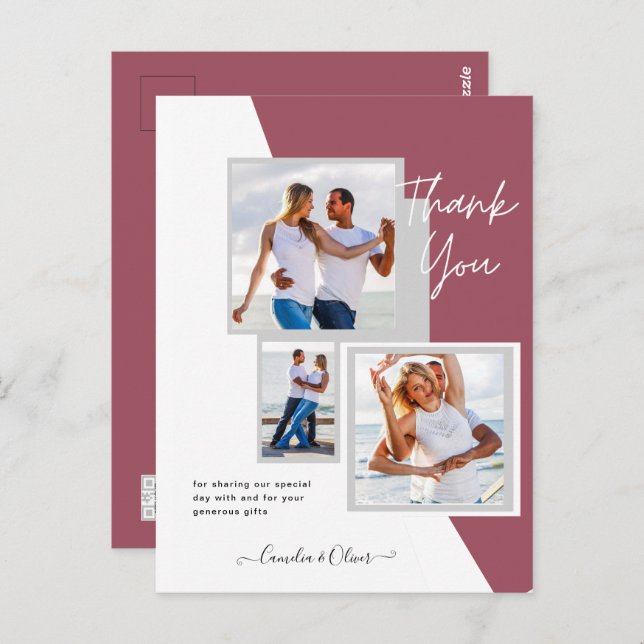 Foto Collage DANK IHNEN Hochzeit/Baby/Graduate/JA Postkarte (Vorne/Hinten)