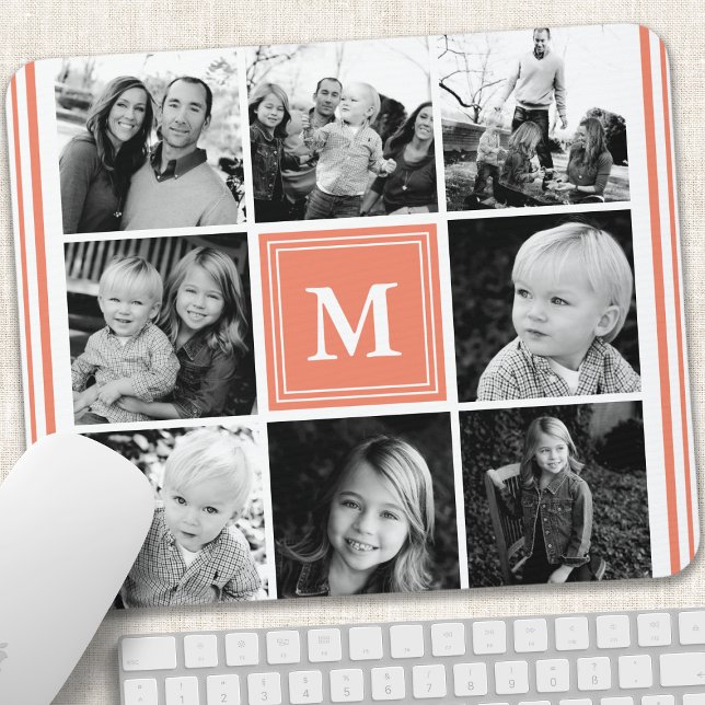 Foto Collage der Coral Monogram Familie Mousepad (Von Creator hochgeladen)