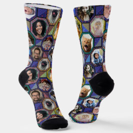 Foto Collage der Familie Easy Dark Quilt Look 12 B Socken