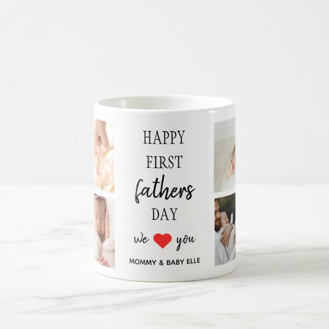Foto Collage des ersten Vaters | Vater Coffee Tass Kaffeetasse (Mittel)