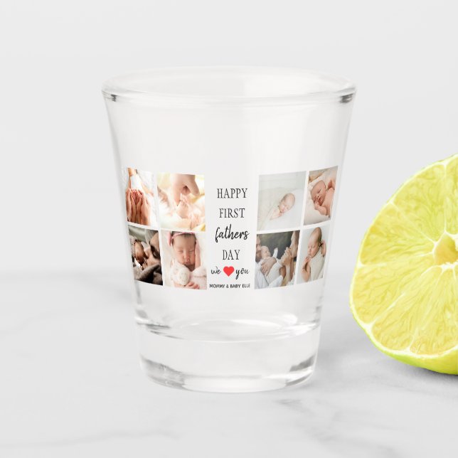 Foto-Collage des Vaters | Vater-Shot-Glass-Geschen Schnapsglas (Vorderseite)