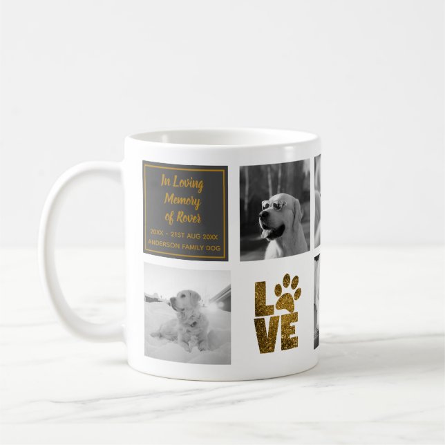 Foto Collage Dog Memorial mit Text-Beileid-TASSE Kaffeetasse (Links)