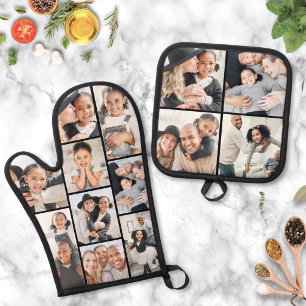 Foto-Collage Einfaches Bild Ofenhandschuh & Topflappen-Set