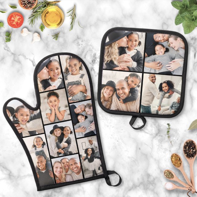 Foto-Collage Einfaches Bild Ofenhandschuh & Topflappen-Set (Photo Collage Simple Picture Oven Mitt & Pot Holder Set )