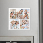 Foto Collage Einfaches Elegantes Bild Magnet<br><div class="desc">Personalisiertes 5-Foto Square Magnet. Dieser einfache quadratische Magnet bietet Platz für fünf Lieblings-Fotos und macht es zu einer reizvollen und persönlichen Art, besondere Erinnerungen zu markieren. Benutzen Sie es, um Fotos eines Ehepaares für ein Hochzeitsgeschenk oder einen Brautparty-Gefallen zu zeigen, ein aussagekräftiges Bild für einen liebenden Gedächtniswahren oder ein lustiges...</div>