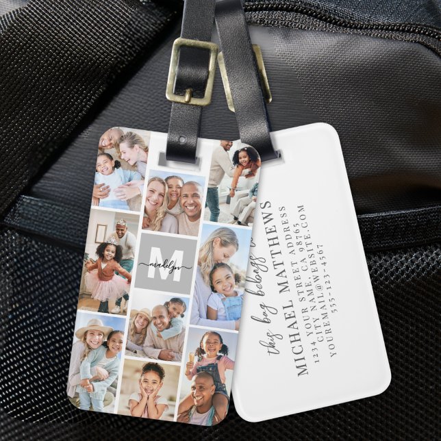 Foto Collage Einfaches Monogramm Bild Gepäckanhänger (Photo Collage Simple Monogram Picture Luggage Tag)
