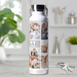 Foto Collage Einfaches Monogramm Bild Trinkflasche<br><div class="desc">Diese personalisierte Wasserflasche ist mit einer einfachen 9-Foto-Collage versehen, in der Sie Ihre Lieblingsfamilien, Haustiere, Ferien oder alles andere, was Sie zum Lächeln bringt, präsentieren. Auf der anderen Seite verleiht ein stilvolles Monogramm eine persönliche und elegante Touch. Ideal für Muttertag, Geburtstag, Feiertage oder einfach nur weil. Mit einem eleganten Design...</div>