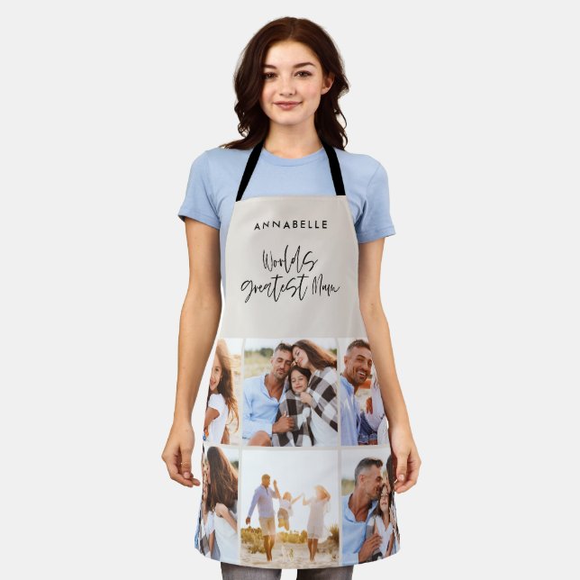 Foto Collage elegante Creme moderne Mütter Tag Schürze (Getragen)