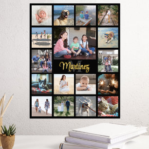 Foto Collage Familie Sake Elegantes Schwarz & Gold Foliendrucke