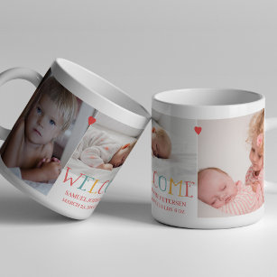 Foto Collage Familie willkommen Neugeborenes Kaffeetasse