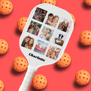 Foto Collage Familienfreunde nennen Weiß Pickleball Schläger
