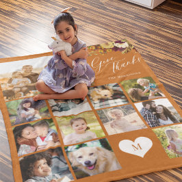 Foto Collage Familienname Dank Erntedank Fleecedecke