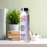 Foto Collage Familienname Lavendel Trinkflasche<br><div class="desc">Personalisieren und fügen Sie 9 Fotos von Familie,  Freunden,  Haustieren. Fügen Sie Ihren Vornamen und Familiennamen weiße Buchstaben hinzu. Lavendel,  violetter Hintergrund</div>