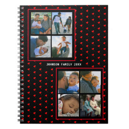 Foto Collage Family Personalisiert Red Heart & Nam Notizblock