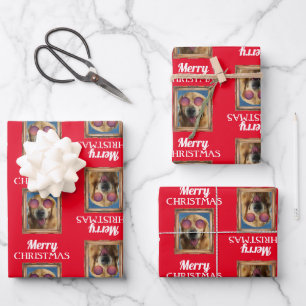 Foto Collage Frame Hunde Haustiere Weihnachten Geschenkpapier Set