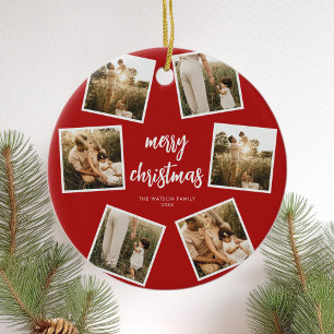 Foto Collage Frohe Weihnachten Keramik Ornament