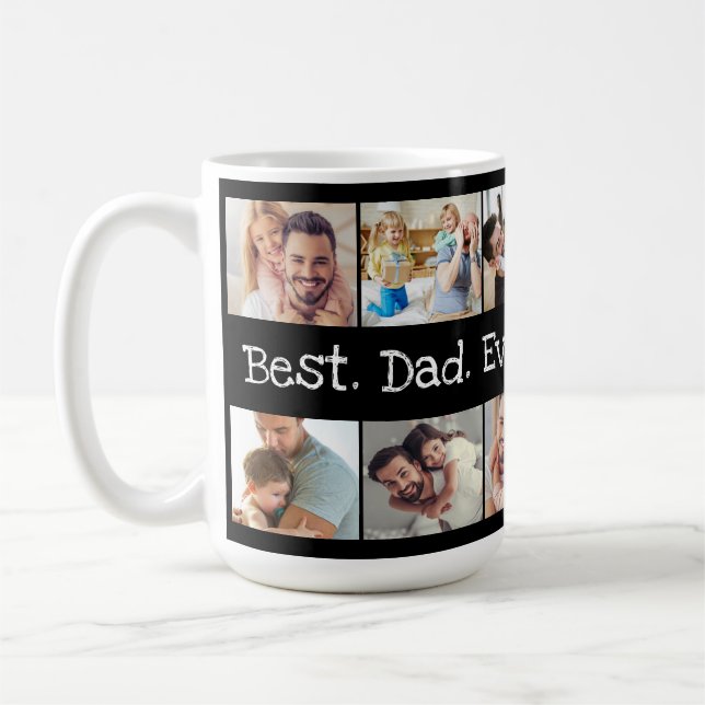 Foto Collage Fun Bester Vater jemals in Schwarz un Kaffeetasse (Links)