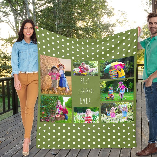 Foto Collage für die beste Schwester je Olive Gree Fleecedecke (Von Creator hochgeladen)