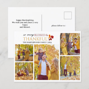 Foto Collage für elegante Script-Erntedank Feiertagspostkarte
