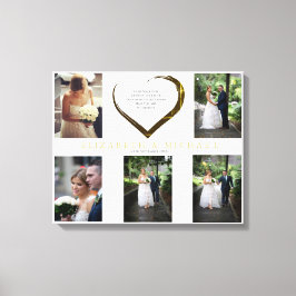 Foto-Collage für Hochzeiten Einfaches Herzangebot Leinwanddruck