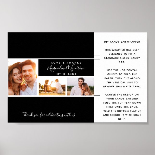 Foto Collage Gastgeschenk Hochzeit Candy Bar Wrapp Poster (Vorne)
