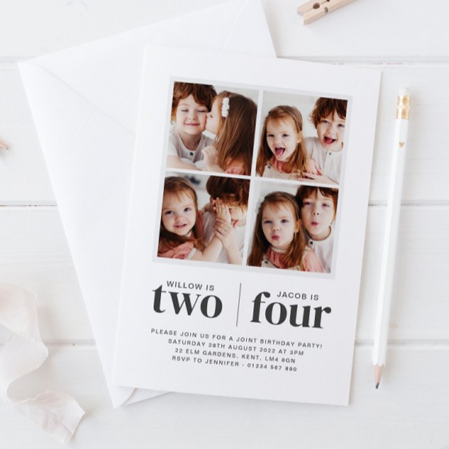 Foto Collage Gemeinsame Geburtstagseinladung Einladung (Von Creator hochgeladen)